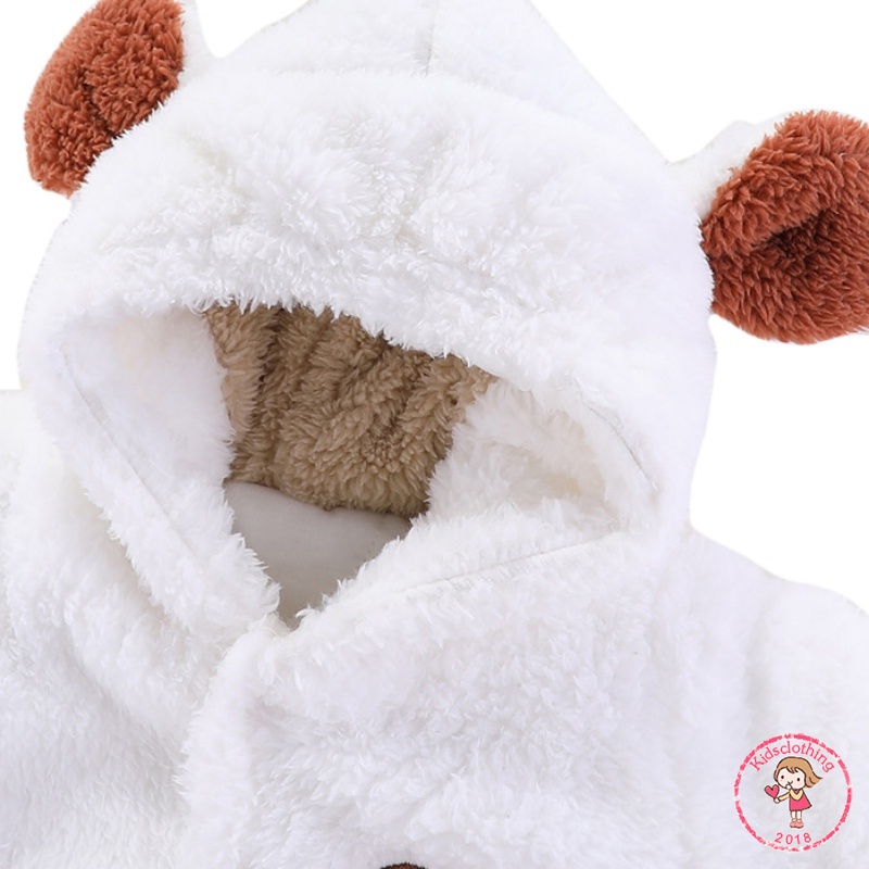 Bộ Áo Liền Quần Bằng Lông Cừu Một Mảnh Tay Dài Màu Trơn Mùa Thu Đông Bán Chạy Nhất Dành Cho Bé Tập Bò