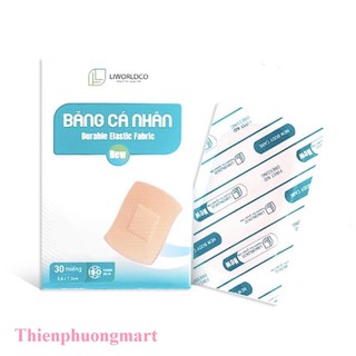 Băng cá nhân vải liworldco bản to 7.2 x 3.8 cm 30 miếng / hộp