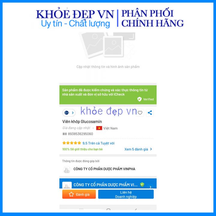 Viên khớp GLUCOSAMIN 500mg giúp xương chắc khớp khỏe, ngăn ngừa thoái hóa khớp, tái tạo mô sụn – Lọ 30 viên