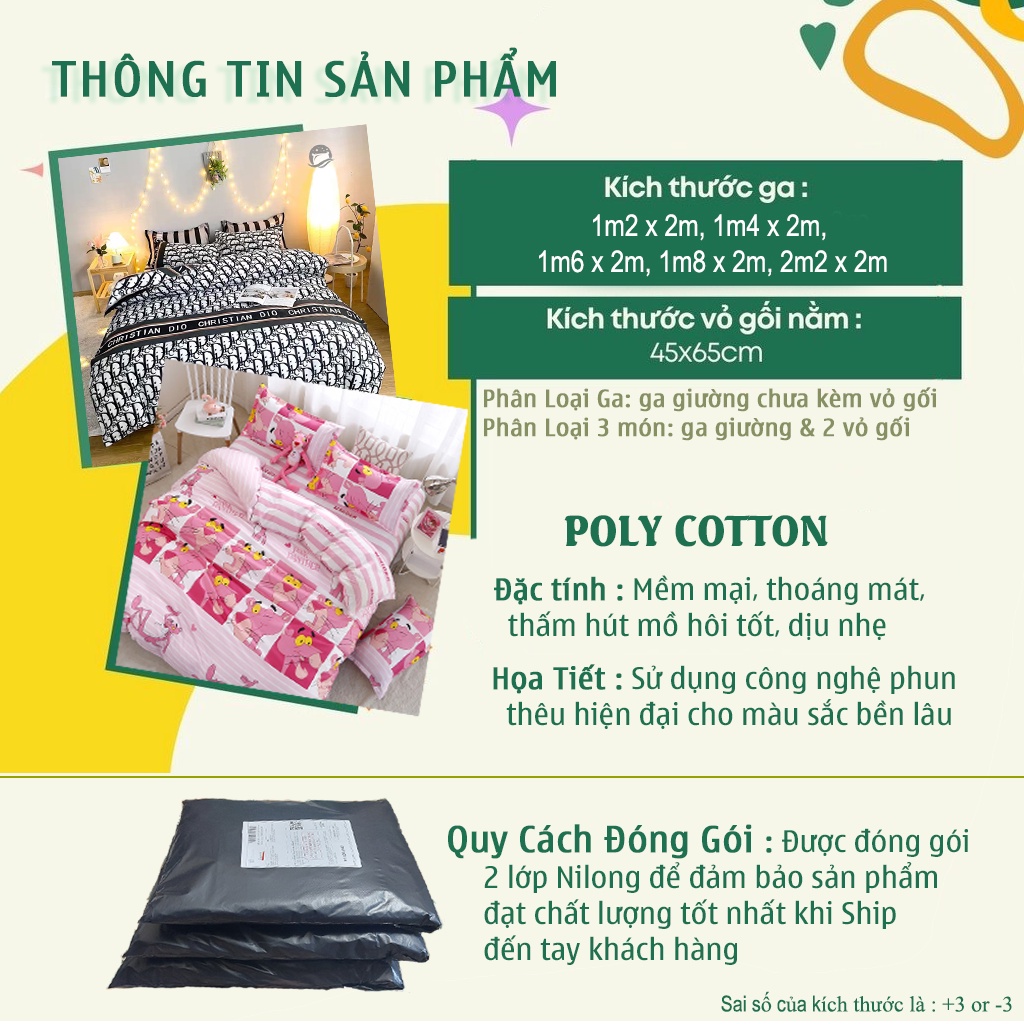 Combo 4 Món Vỏ Chăn Ga Gối Dio Trắng 💖m2/m4/m6/m8💖 Ga Giường 3 Món, 4 Món Cotton Poly Thoáng Mát, Dành Cho Đệm Dưới 10cm