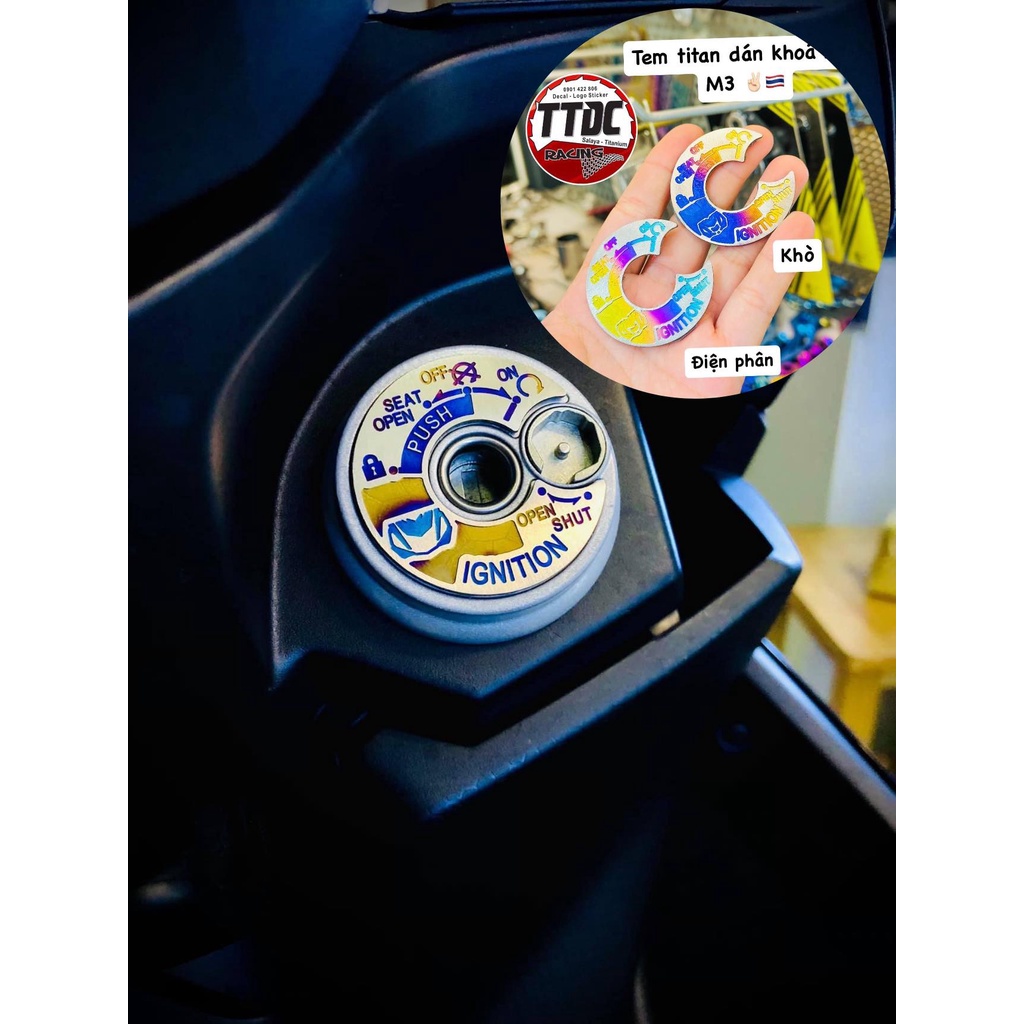 [ Giá 1 cái ] Tem titan dán ổ khoá xe Mio M3 cực đẹp ✌