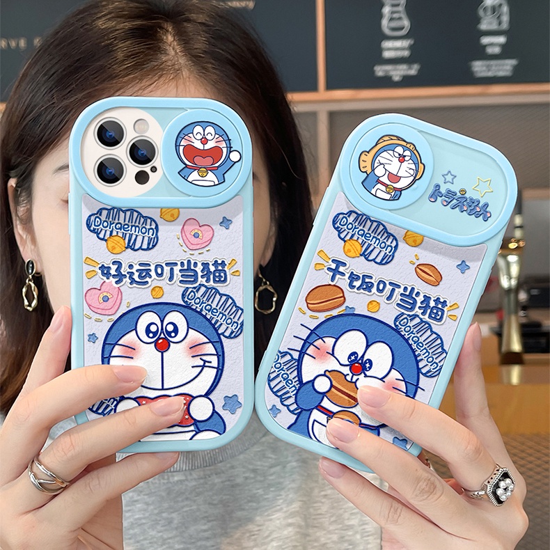 Ốp lưng iphone nắp trượt tròn mèo ú Dora.emon lucky cute 6/6splus/7/7plus/8/8plus/x/xs/11/12/13/14/pro/max/plus/promax