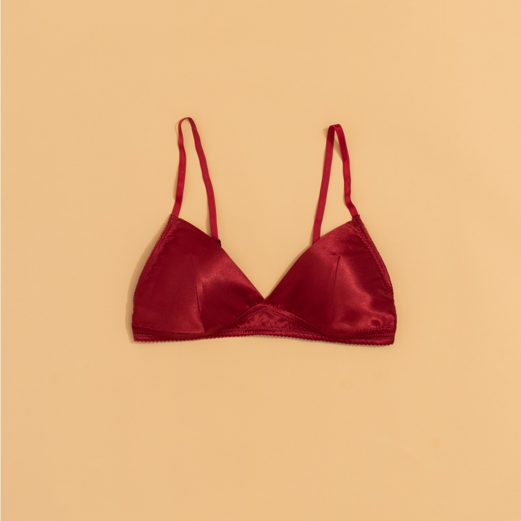 Áo lót mút mỏng bralette lụa V2 màu đỏ đô Lamluy