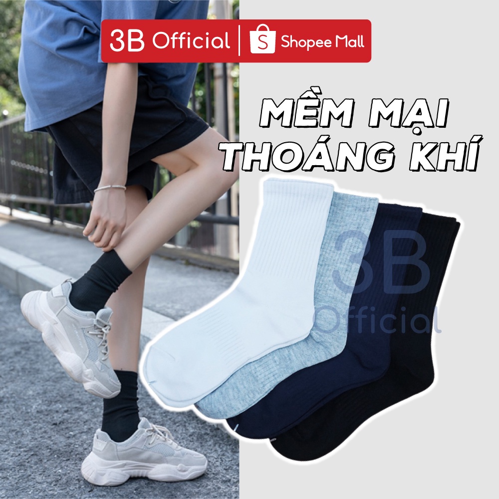 Tất trơn cao cổ nam nữ mềm mịn 3B êm ái, thoáng khí