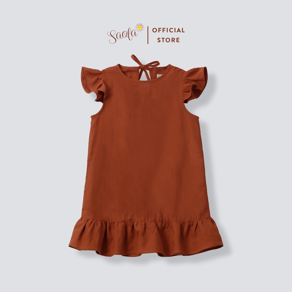 Váy Cổ Tròn Tay Bèo Cột Nơ Xinh Xắn Cho Bé Gái - NAOMI DRESS - DRL025, DRL026 - SAOLA KIDS CLOTHING