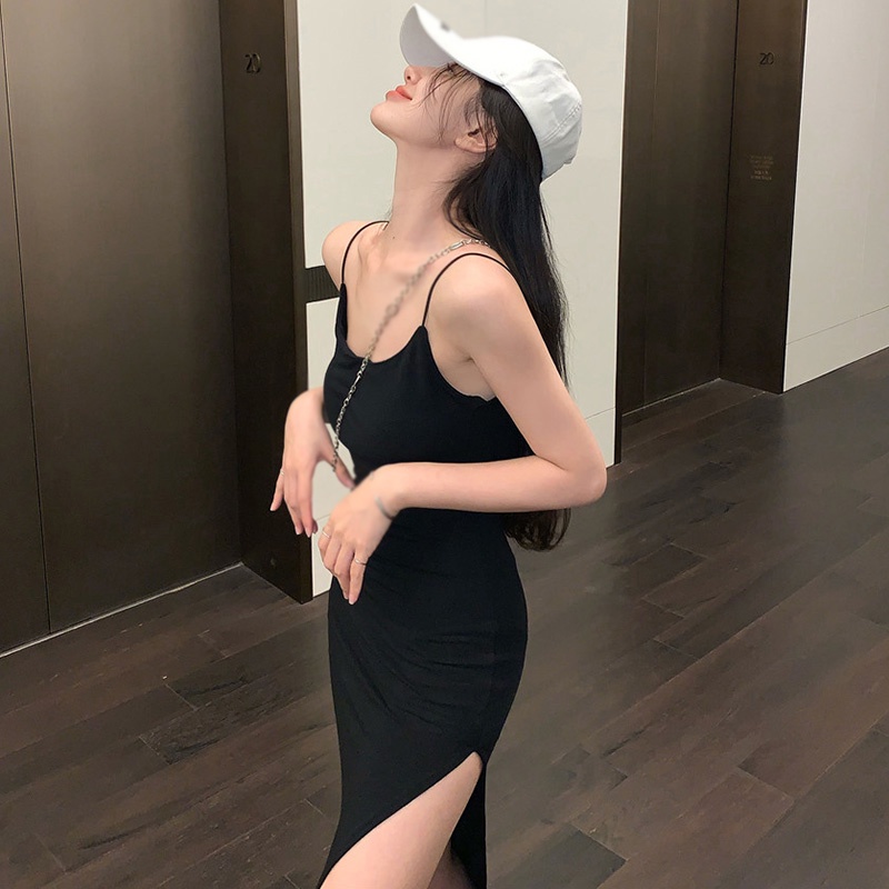 Đầm Hai Dây Màu Sắc Đơn Giản Thời Trang Đường Phố Quyến Rũ Cho Nữ