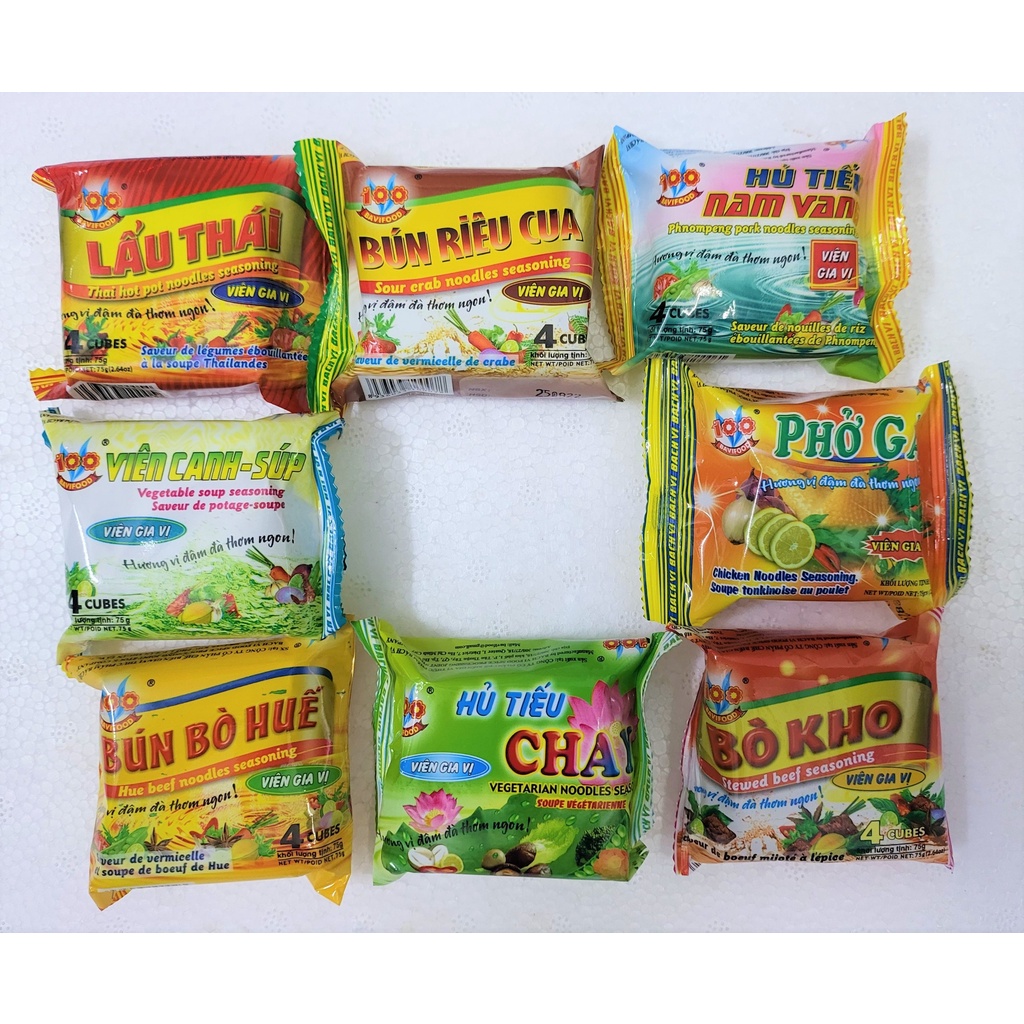 [LỐC 12 Gói X 75g – HỦ TIẾU NAM VANG] VIÊN GIA VỊ NẤU ĂN [VN] BAVIFOOD Phnompeng Pork Noodles Seasoning Cubes
