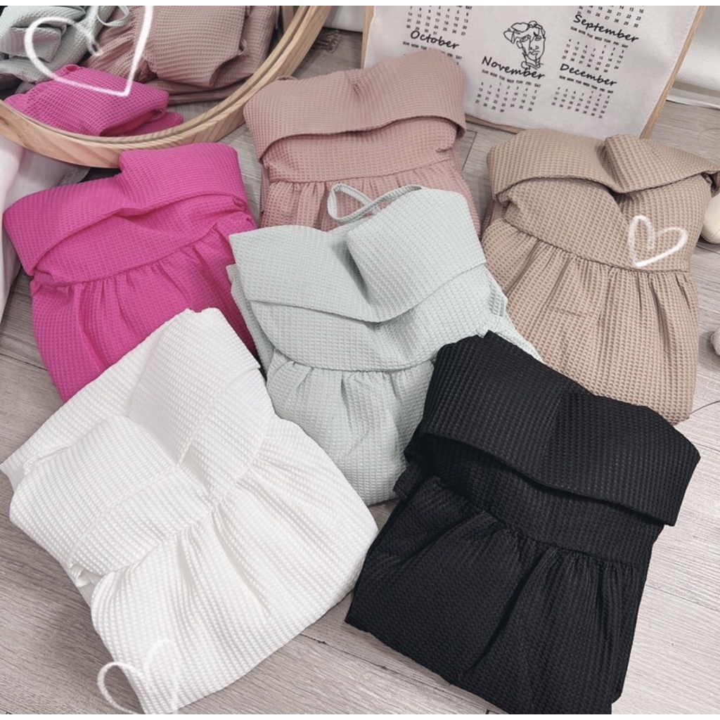 VÁY 2 DÂY THẮT NƠ SAU LƯNG, ĐẦM XỐP, DÁNG BABY DOLL RỘNG