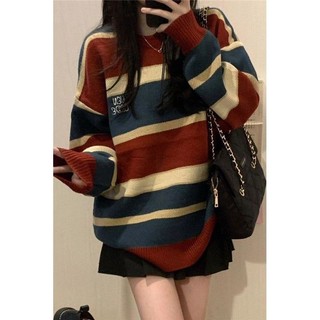 Áo sweater len sọc oversize thời trang