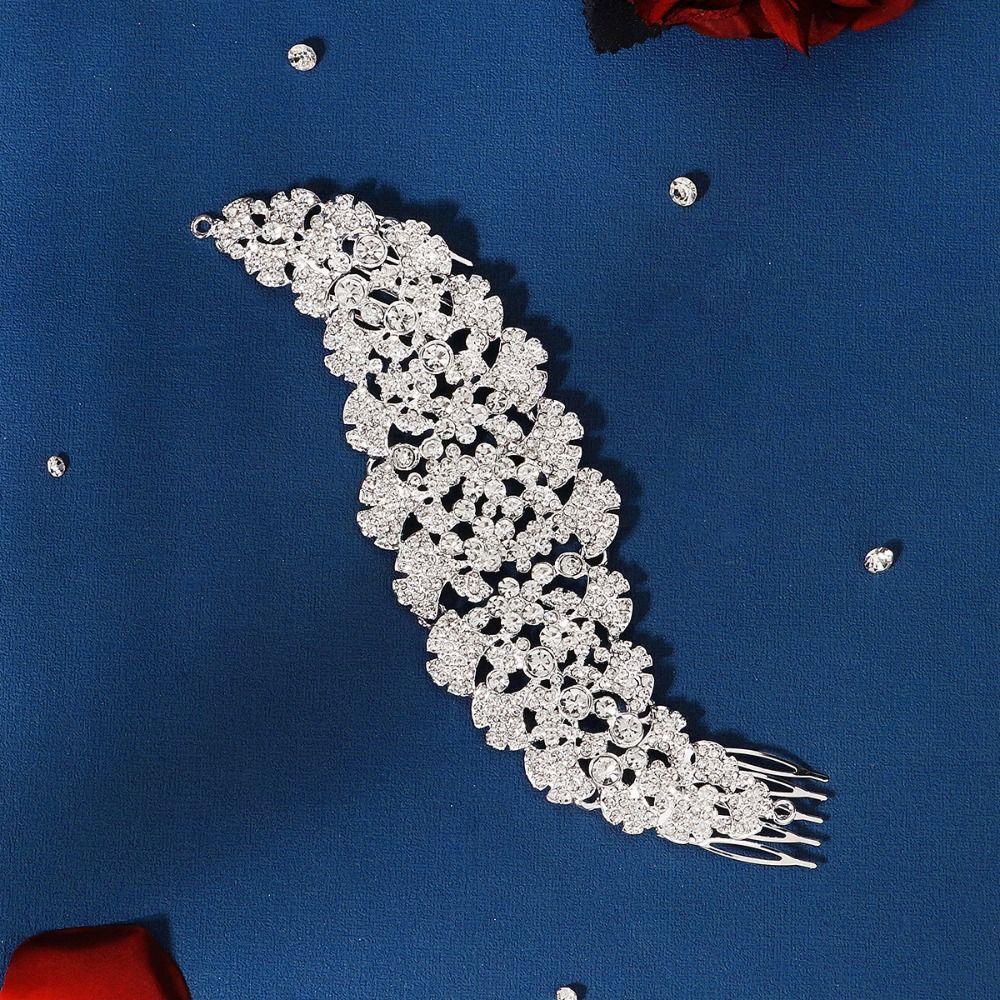 SUMU Lược Cài Tóc Đính Đá Pha Lê Màu Sắc Bạc Dành Cho Cô Dâu