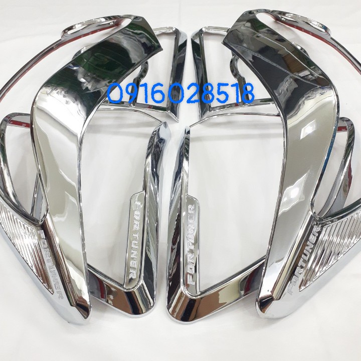 Ốp đèn pha, đèn hậu xe Toyota Fortuner 2012 2013 2014 2015 2016 mạ Crom sáng bóng, ốp xi mạ xe o to op den pha hau