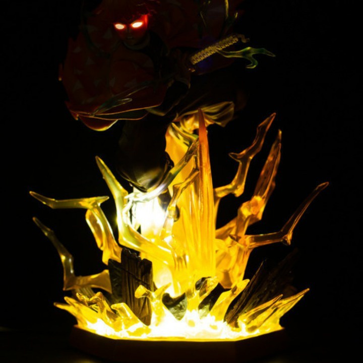 Mô hình Zenitsu nhất thức cực chiến Có LED siêu đẹp, Figure thanh gươm diệt quỷ để bàn trang trí, anime kimetsu no yaiba