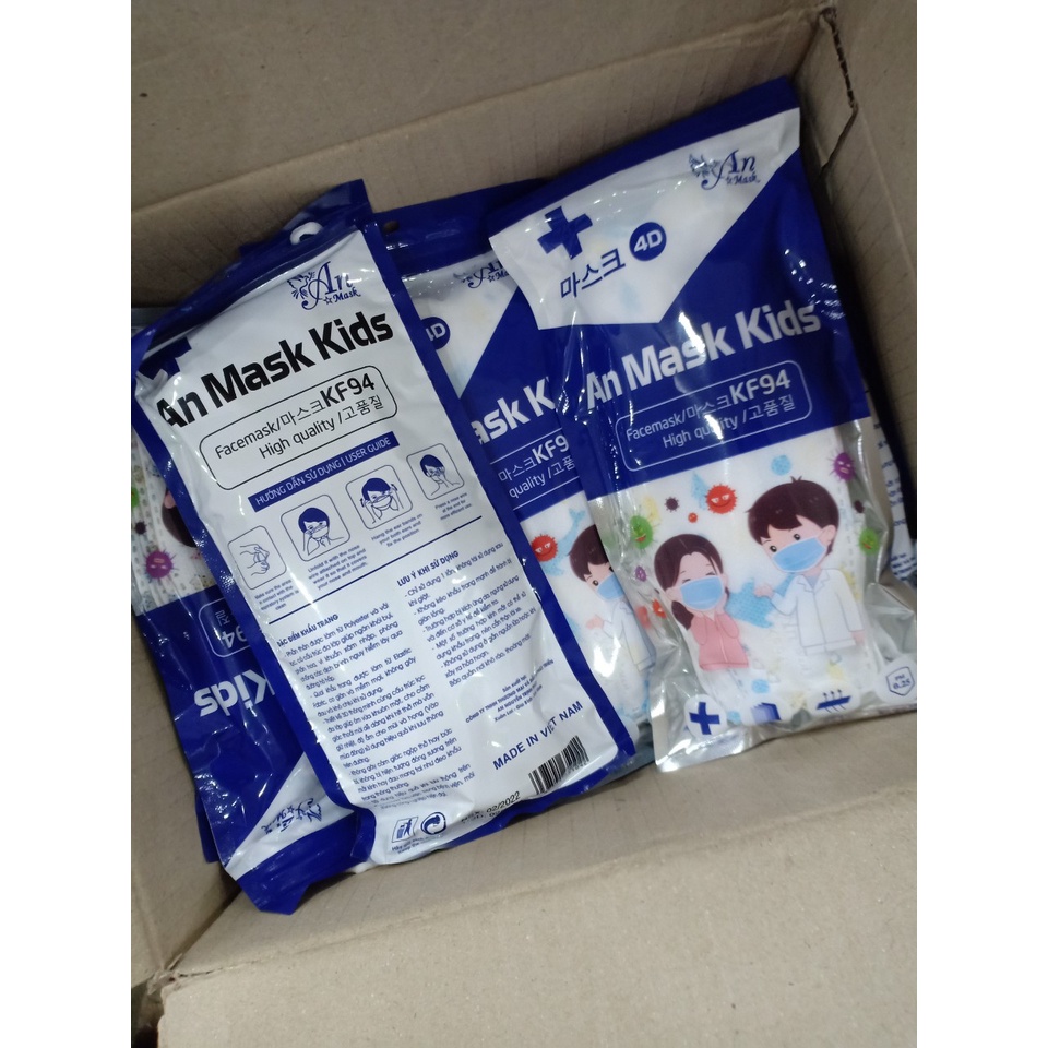 Túi 10 Khẩu Trang Trẻ em 4D In Hoạ Tiết Cho Bé