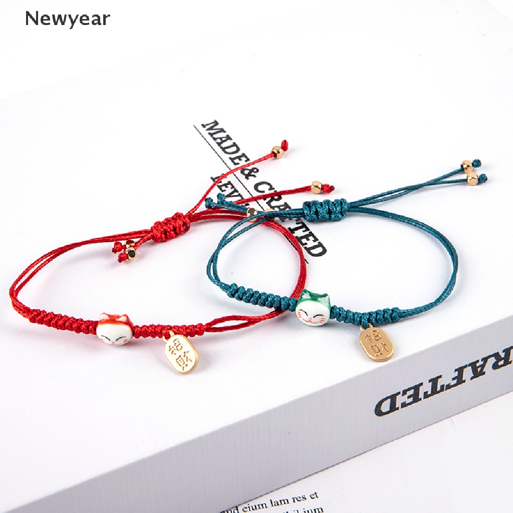 Vòng Đeo Tay May Mắn Hình Mèo May Mắn Thủ Công Dành Cho Cặp Đôi Maneki Neko