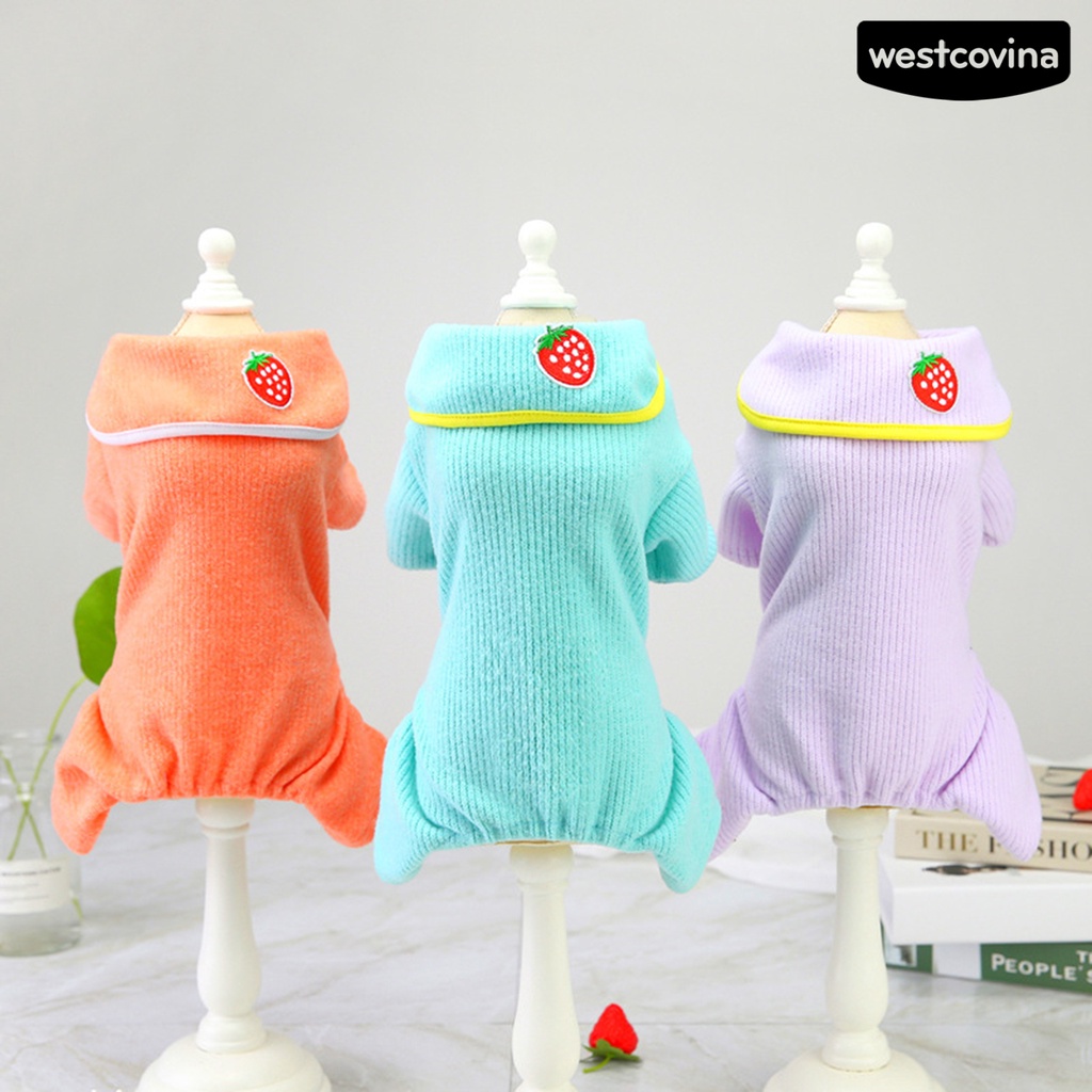 [COD]♘Bộ Đồ Ngủ Liền Thân Giữ Ấm Bốn Chân Màu Trơn Thời Trang Dành Cho Cún Cưng Cỡ Nhỏ