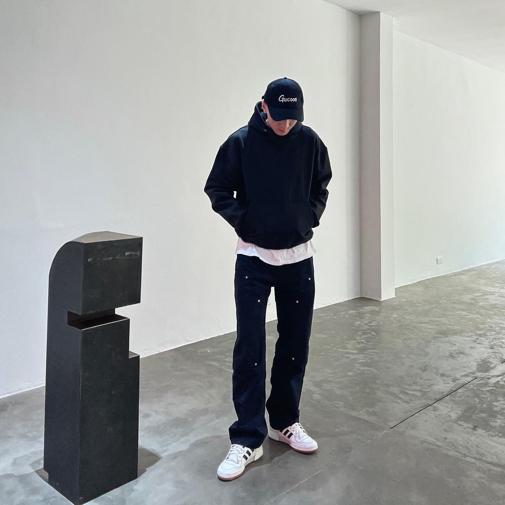 Áo Hoodie Drill Boxy nam nữ Gucoon  màu Đen