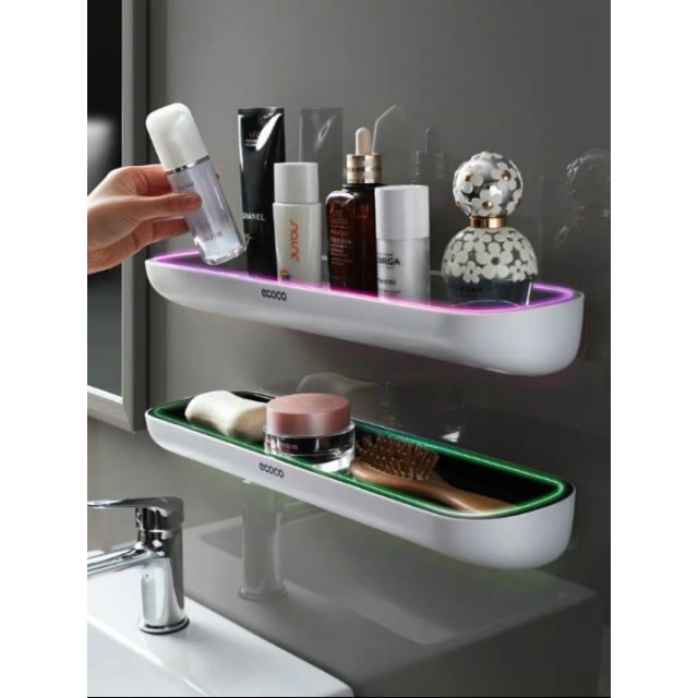 Kệ nhà tắm để đồ ECOCO cao cấp không cần khoan tường, có móc phơi khăn