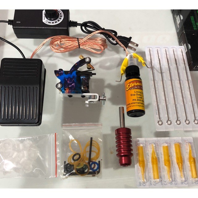 Full Combo bộ 1 máy xăm học viên WORM HOLE + phụ kiện