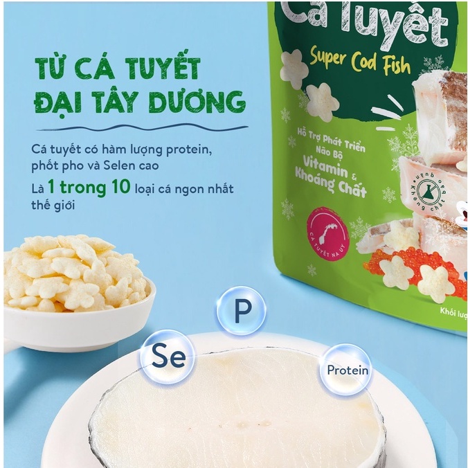 Bánh ăn dặm vị cá tuyết Mămmy giàu protein, bổ sung DHA giúp bé ăn ngon, tập cử động ngón tay 25 gram