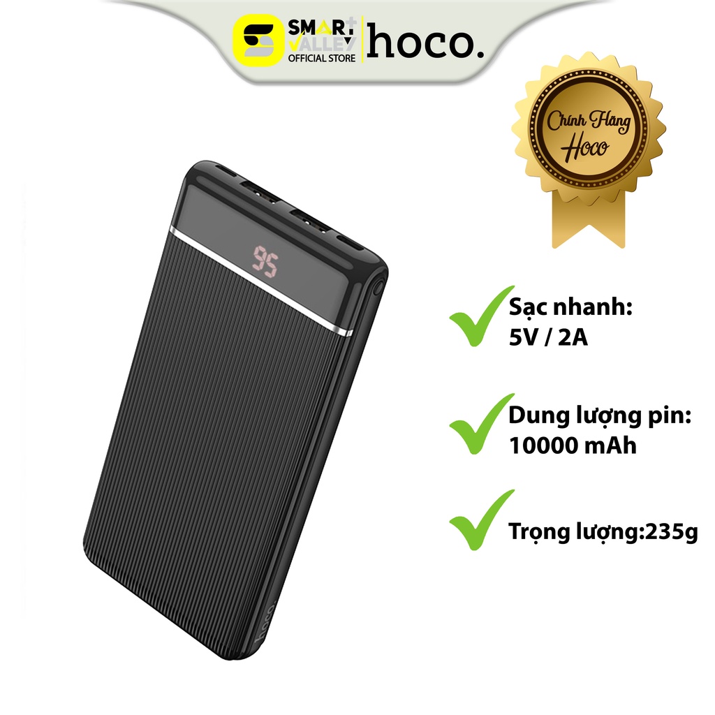 Pin Sạc Sự Phòng Hoco J59, Dung Lượng 10000mAh, Chất Liệu Chống Cháy Nổ, Màn Hình Led Hiển Thị Pin.