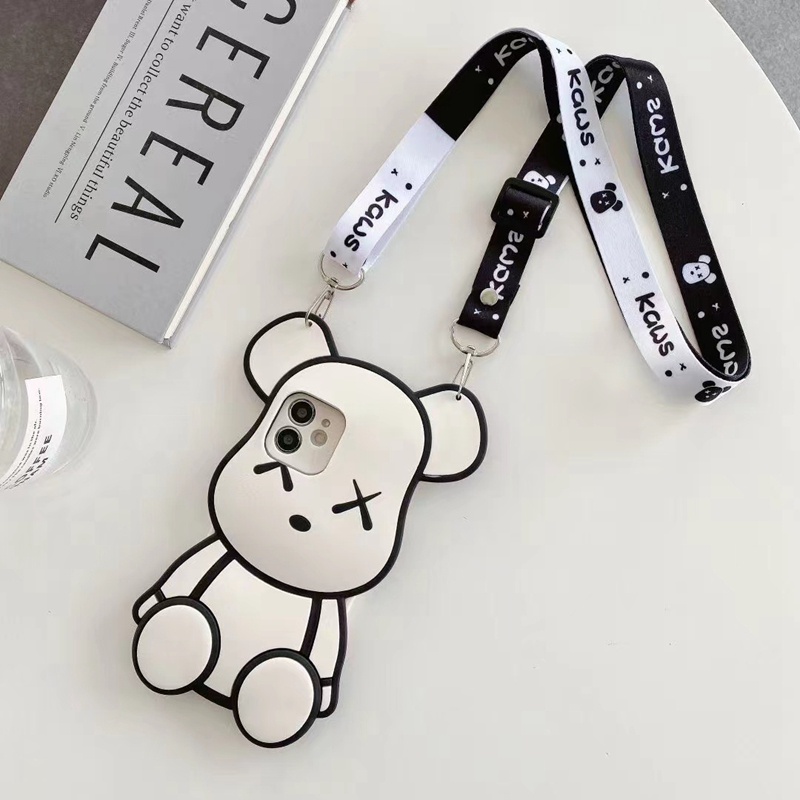 Ốp Điện Thoại Mềm Hình Gấu Kèm Dây Đeo Cho Realme 5 i 7 8 9 Pro Plus 9i 5G C11 C25Y C25S C33 C20 C35 C3 C12 C15 C21Y