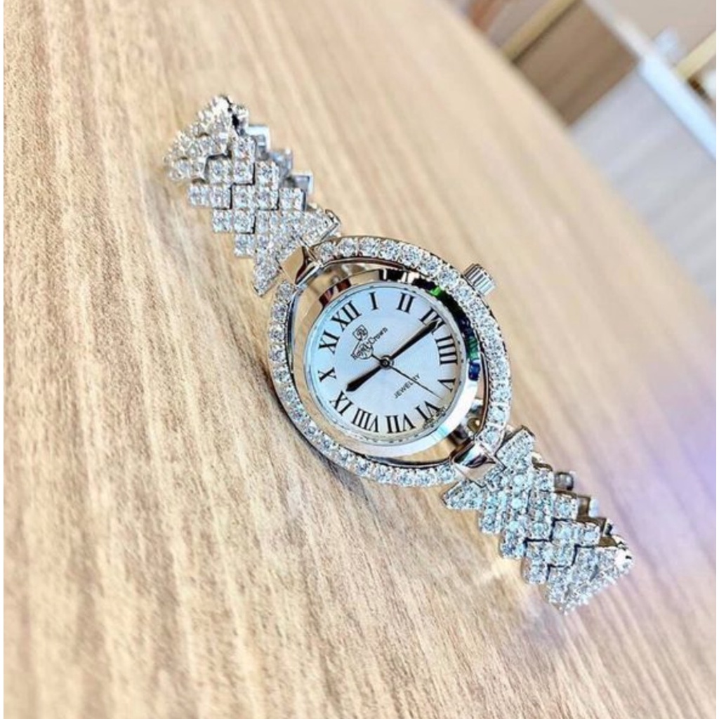 Đồng Hồ Thời Trang Nữ Royal Crown đính đá sang trọng - Khung thép chống gỉ 316L, Chống nước 3ATM Bảo hành 1 năm