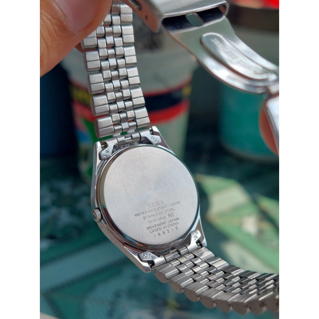 Đồng hồ nam Alba mặt trắng men chạy pin hàng Si