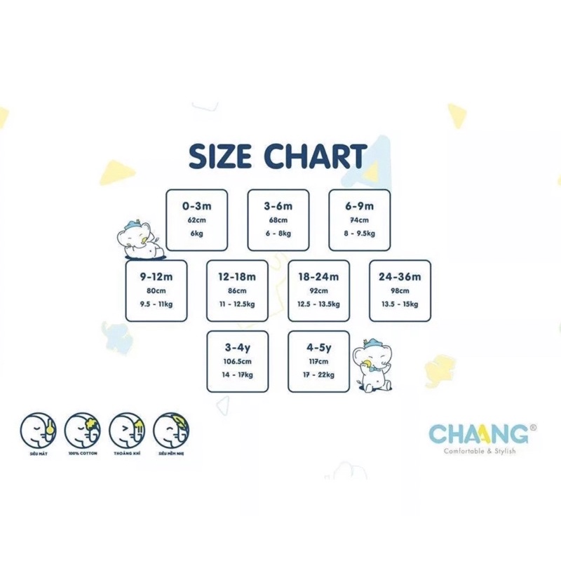 CHAANG - Gile chần bông gile nỉ ấm cho bé hãng CHAANG