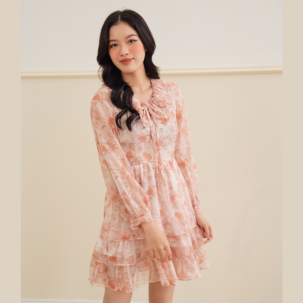 BLEUBIRD Váy voan hoa xoè buộc dây Soko Dress