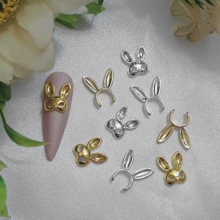 Charm mặt nạ thỏ kim loại vàng bạc đính móng 3b