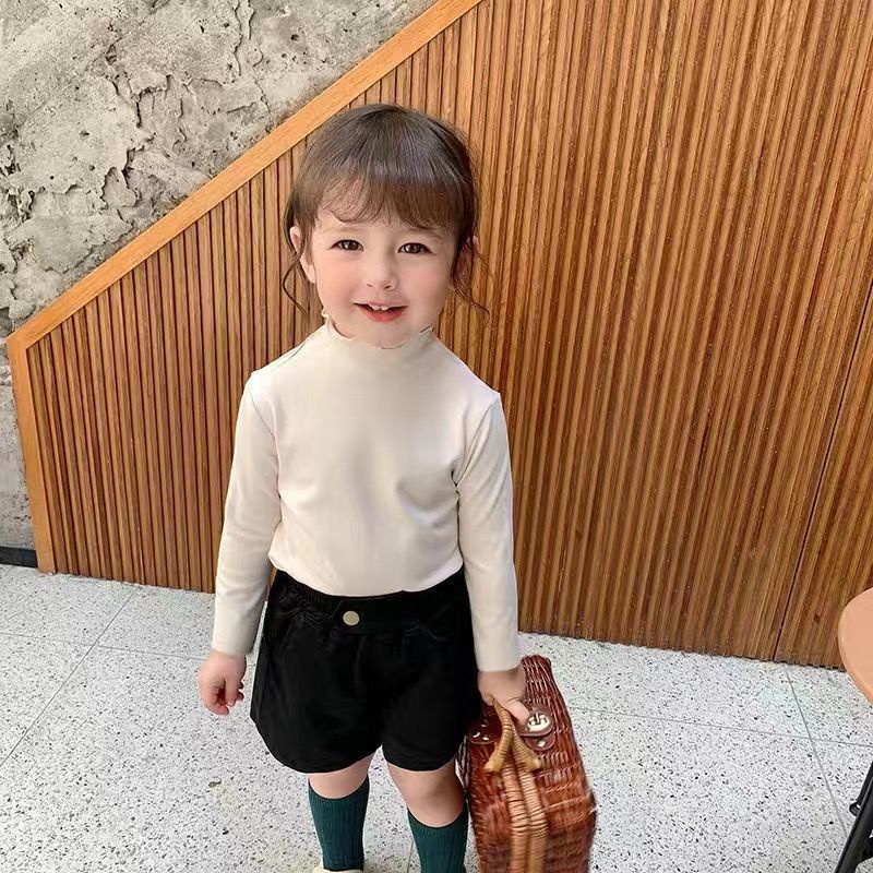 Áo Thun Dài Tay Cổ Lọ Hai Mặt Thời Trang Thu Đông Mới Cho Bé Gái