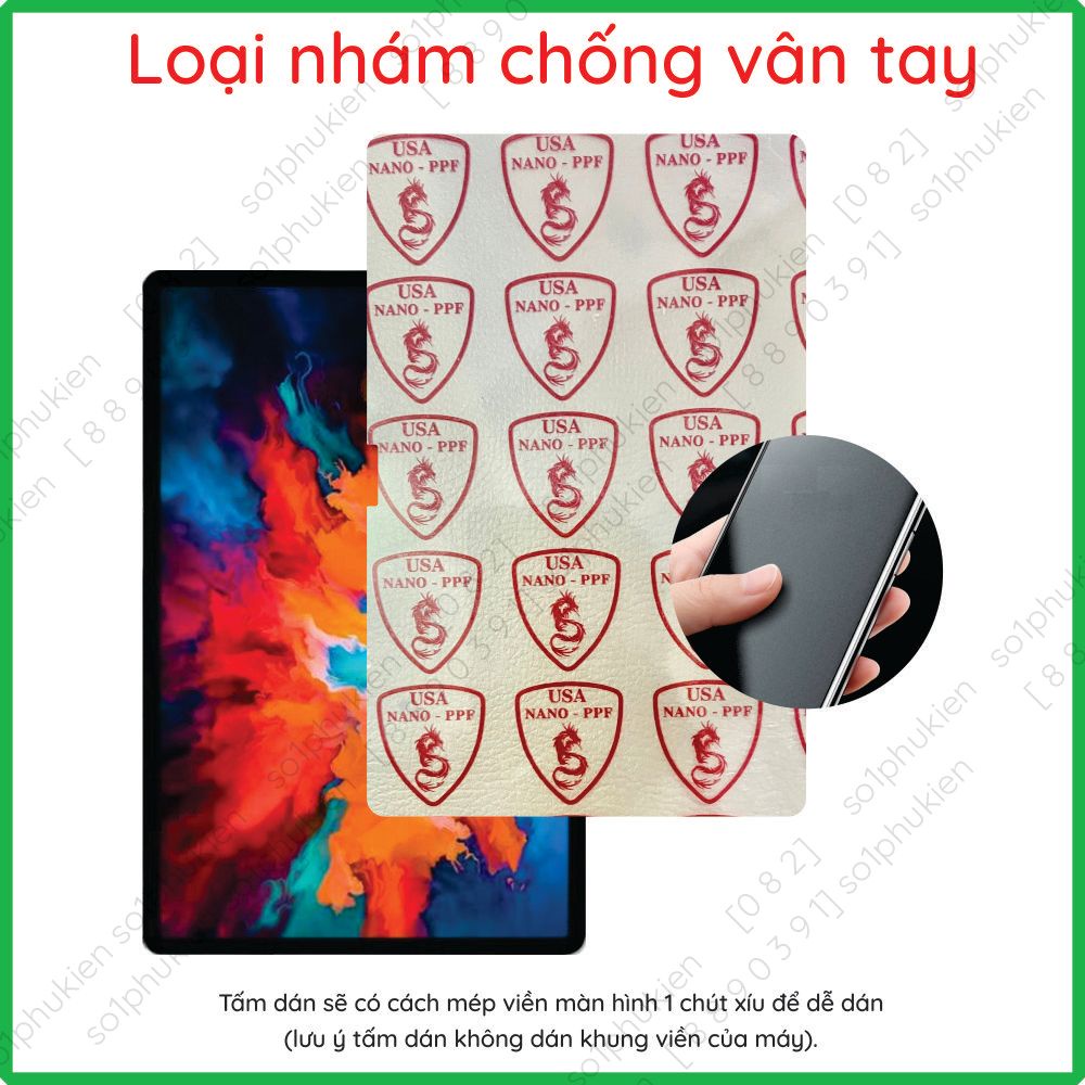 Dán cường lực Lenovo Pad Pro 11.5/ Yoga Tab 13/Yoga Pad Pro 13 loại nano trong, nhám chống v.tay, bảovệmắt,chốngnhìntrộm