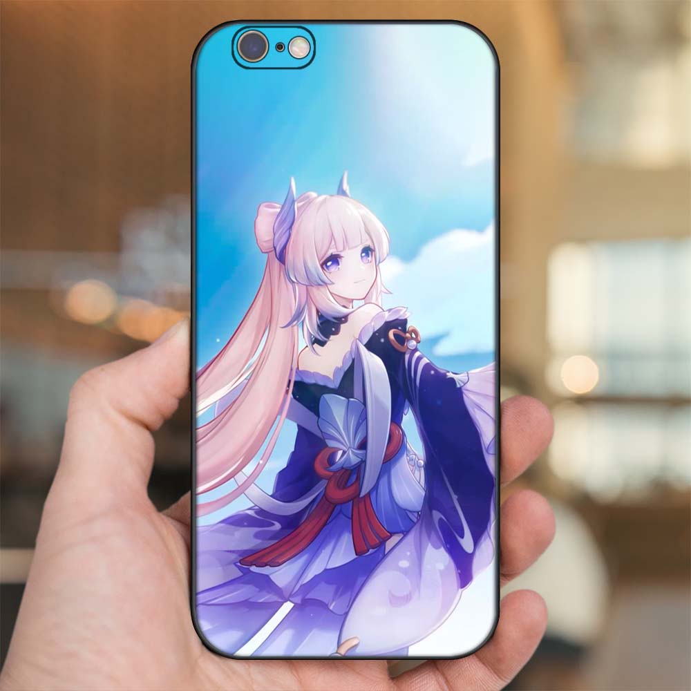 Ốp lưng iPhone 6, 6s dẻo đen cạnh vuông in hình Sangonomiya Kokomi Genshin Impact