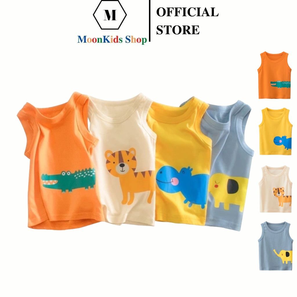 Áo Thun Ba Lỗ MOONKIDS SHOP từ 6-18kg chất THUN LẠNH co giãn 4 chiều thấm hút mồ hôi cho cả bé trai bé gái