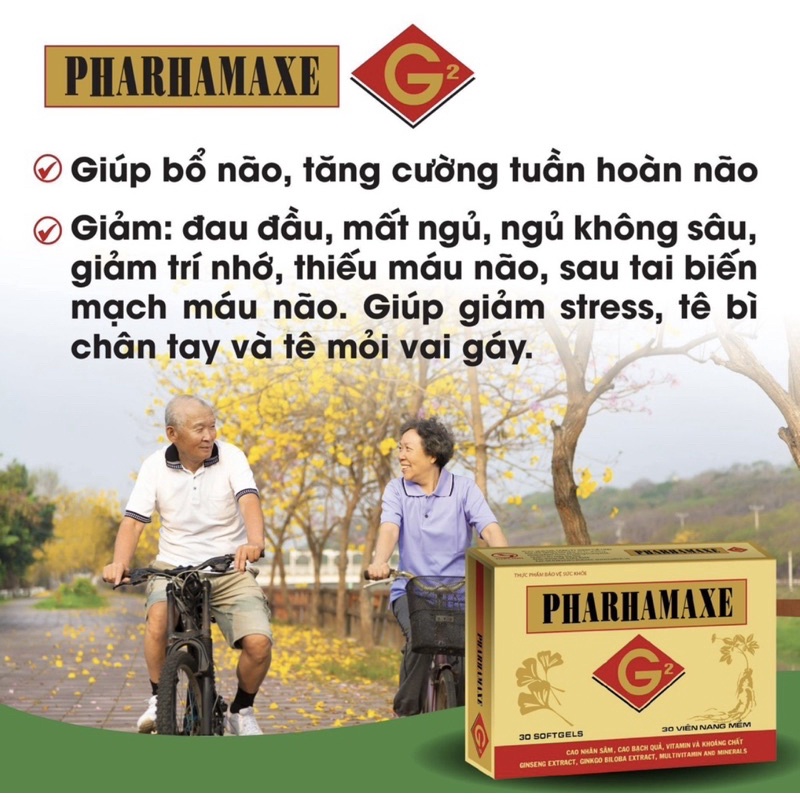 Viên Bổ Não Pharhamaxe G2 Tuệ Linh_dùng cho người huyết áp thấp, đau nửa đầu, ngủ ko sâu giấc, hay mệt mỏi