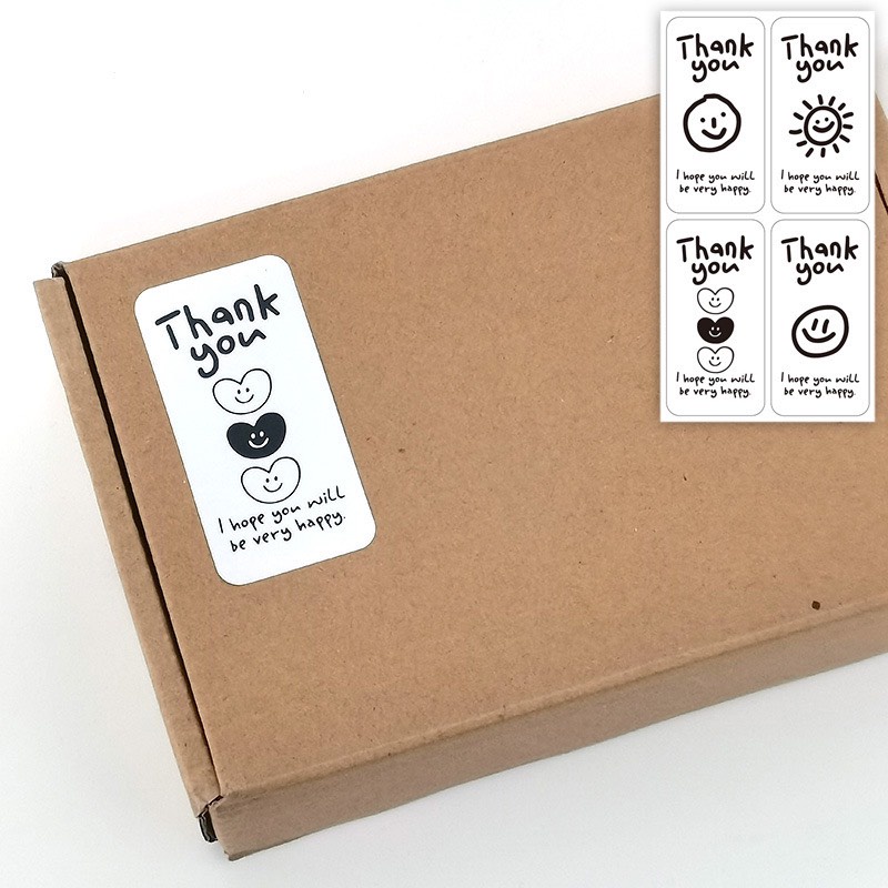 TD71_Tem dán chữ _ STICKER " Thank you" << SIZE 3X6CM, 100 TEM/XAP_ STICKER NIÊM PHONG HỘP GIẤY