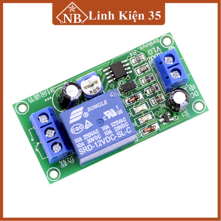 Module tạo trễ NE555 đóng cắt Relay 12VDC 0-60s, điều chỉnh độ trễ bằng biến trở