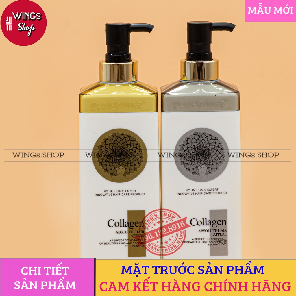 Cặp Dầu Gội Xả Collagen Plus Vinge 1000ml | Ngăn ngừa tóc gãy rụng, phục hồi tóc khô xơ, hư tổn | Wings Shop | BigBuy360 - bigbuy360.vn