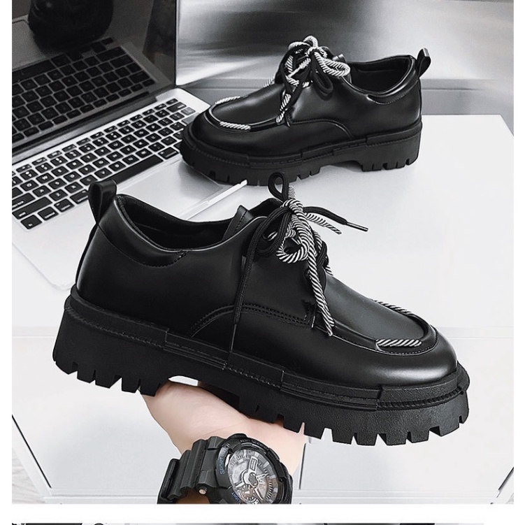 ✔️Giày nam bốt da cổ lửng buộc dây, giầy boot Hàn Quốc dr martens ulzzang thời trang đế tăng chiều cao N7