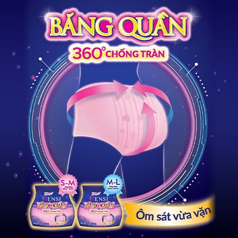 BĂNG QUẦN SENSI SIZE M-L/ L( gói lớn 5 miếng/gói)