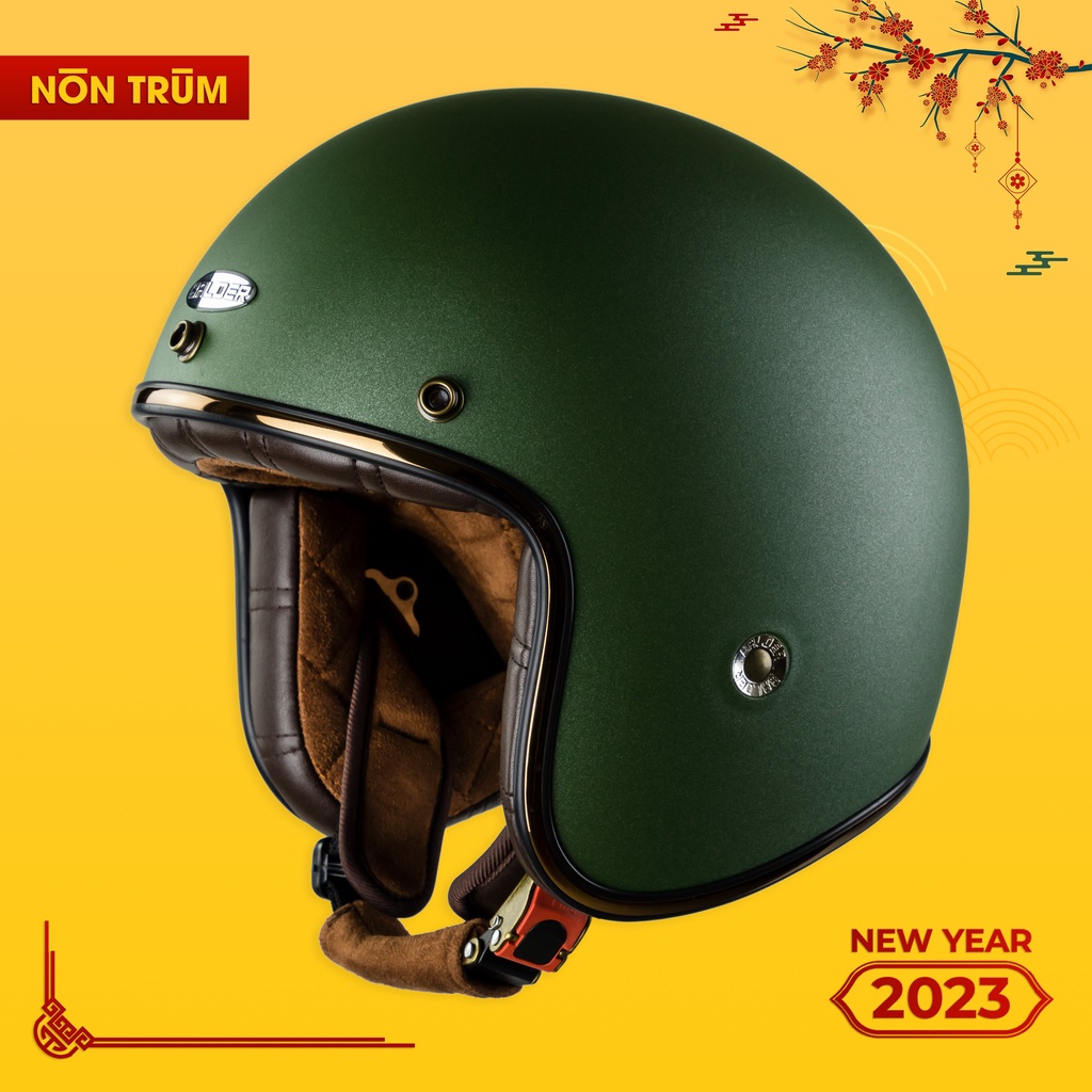 Mũ bảo hiểm 3/4 Balder light màu xanh lính nhám size M L XL