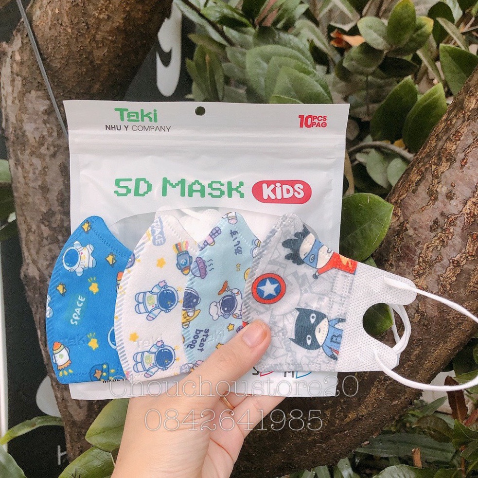 Combo 10- 50 Chiếc Khẩu Trang Y Tế Trẻ Em 5D Taki In Hình Hoạ Tiết Cho Bé Từ 1 Đến 2 Tuổi