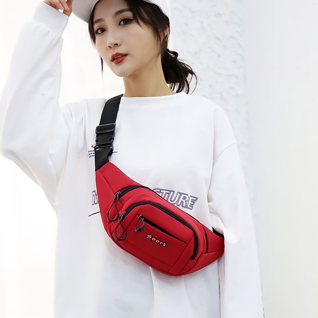 Túi Đeo Chéo Unisex Phù Hợp Cả Nam Và Nữ, Túi Bao Tử Mini Vải Canvas Phong Cách Streetwear Đường Phố