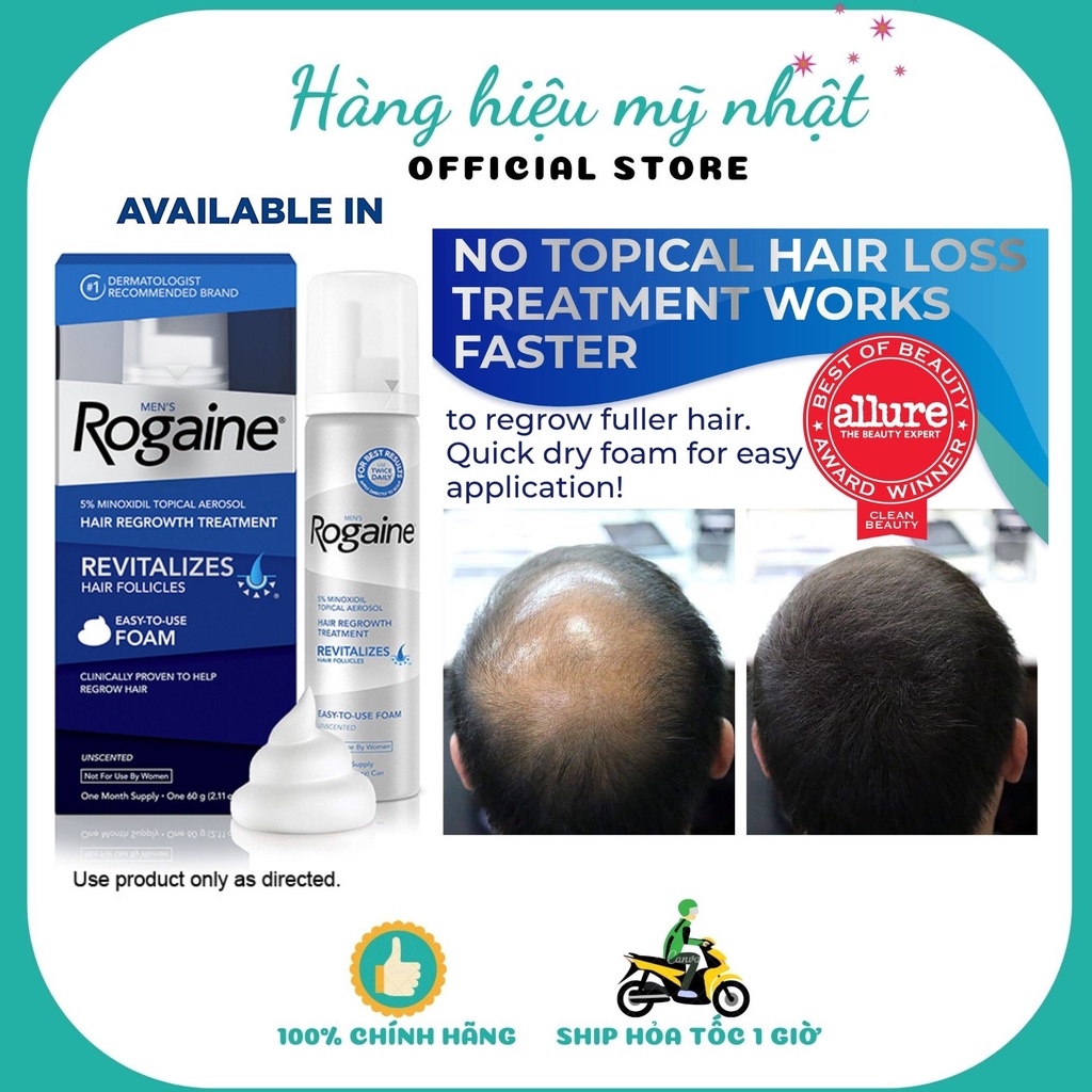 Foam Giúp mọc tóc Nam Rogaine 5% Minoxidil Topical Aerosol Hair Regrowth Treatment chính hãng Mỹ