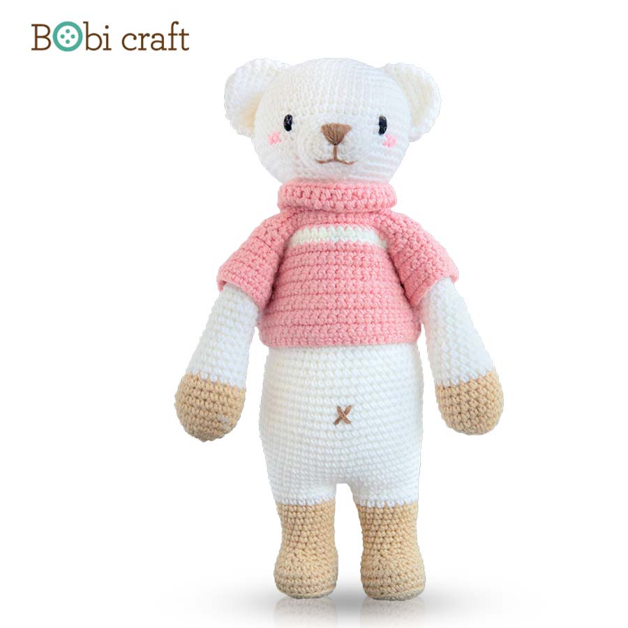 [Hàng chính hãng bảo hành trọn đời ] Thú bông len Bobicraft - Gấu Lizzie đứng L - Đồ chơi an toàn Quà tặng bé