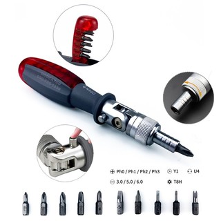 Bộ tua vít đa năng nhật bản, tô vít sửa điện thoại góc xoay 180 độ kèm 10 đầu vít