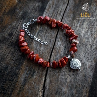 Vòng tay đá thô Jasper đỏ