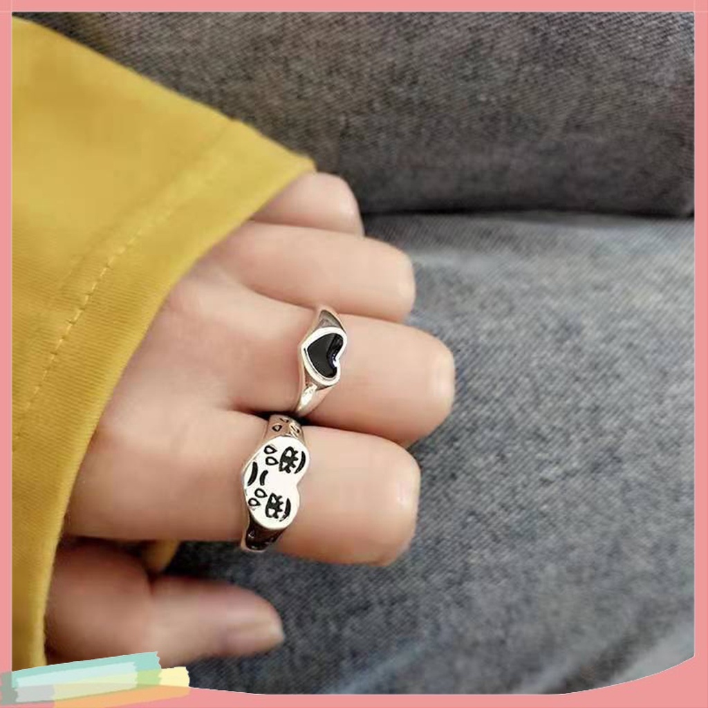 Nhẫn hợp kim hình trái tim đính đá xinh xắn cho nữ