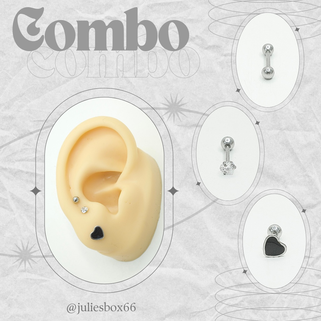 [COMBO] Tiết Kiệm 10-15K Set Khuyên Tai Nam Nữ Titan Unisex Không Đen Không Ngứa Không Gỉ Sét Không Dị Ứng julies box