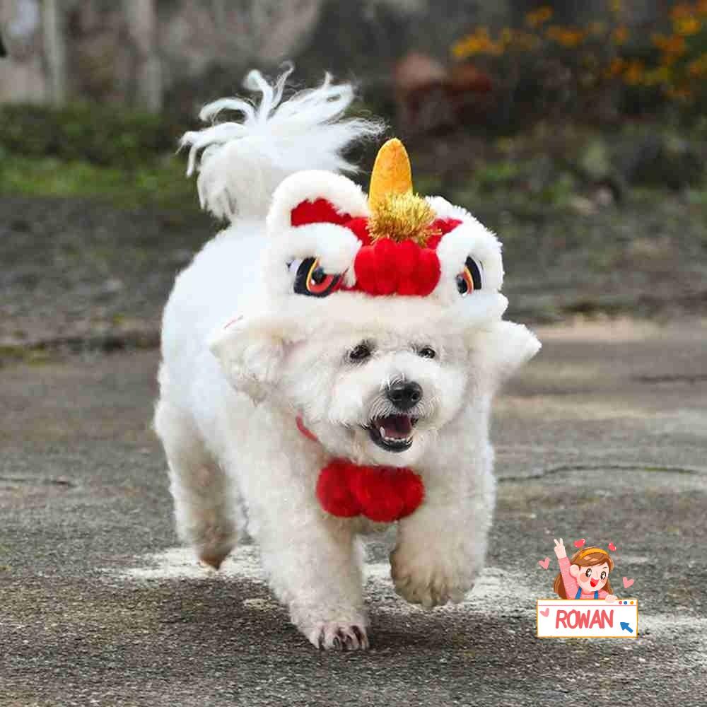 Mũ Len Hình Đầu Sư Tử Năm Mới Cho Thú Cưng